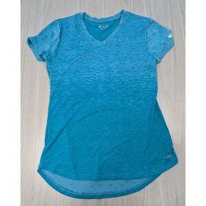 BCG running Women's Small teal blue green athletic t shirt top v neck stretch